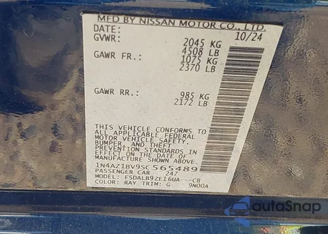 2025 Nissan Leaf S из США, поврежденный, VIN 1N4AZ1BV9SC565489